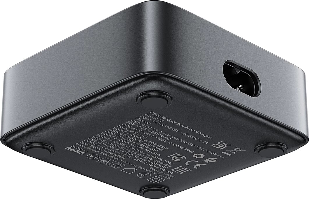 Karikues desktop Acefast Z6, 65W, 2x USB-A, 2x USB-C, me ekran, i zi