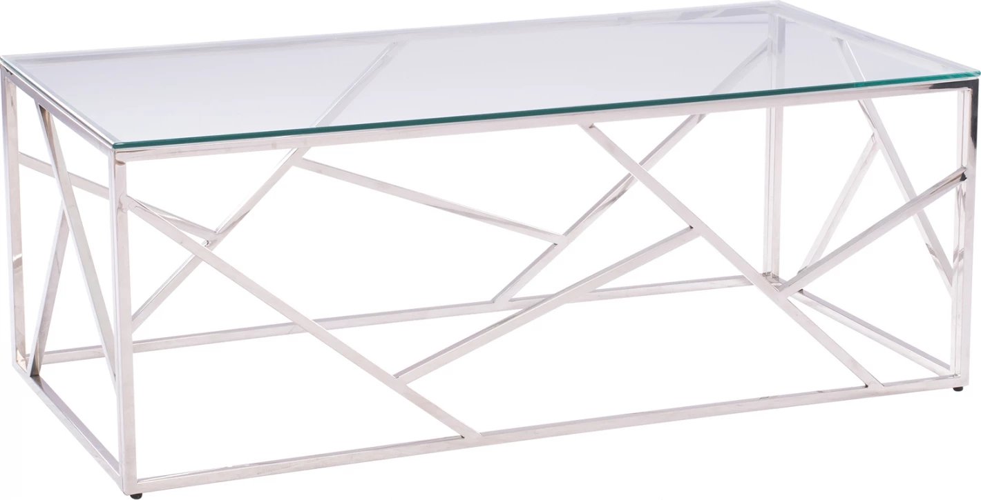 Tavolinë kafeje JANA me xham dhe bazë kromi 120x60x45H cm. FH8617.01