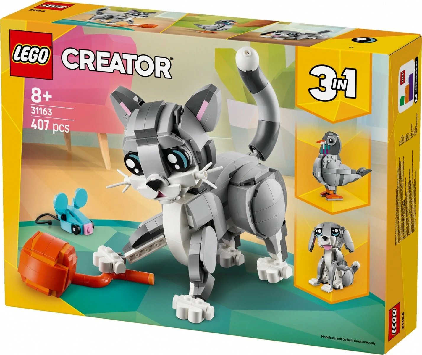 Set LEGO Creator 3-në-1, Playful Cat 31163, 407 pjesë, plastikë