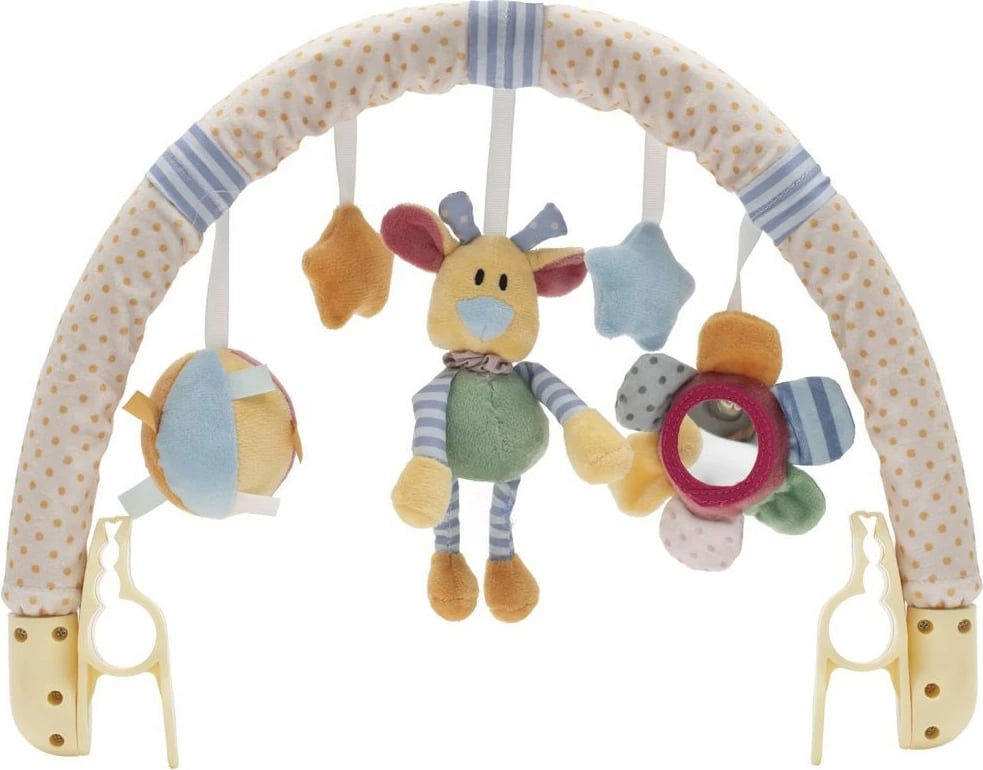 Lodër karroce (trapezë) Baby Mix, plushe lule/ari/yje, 80 cm, me kapëse, 3m+, shumëngjyrëshe