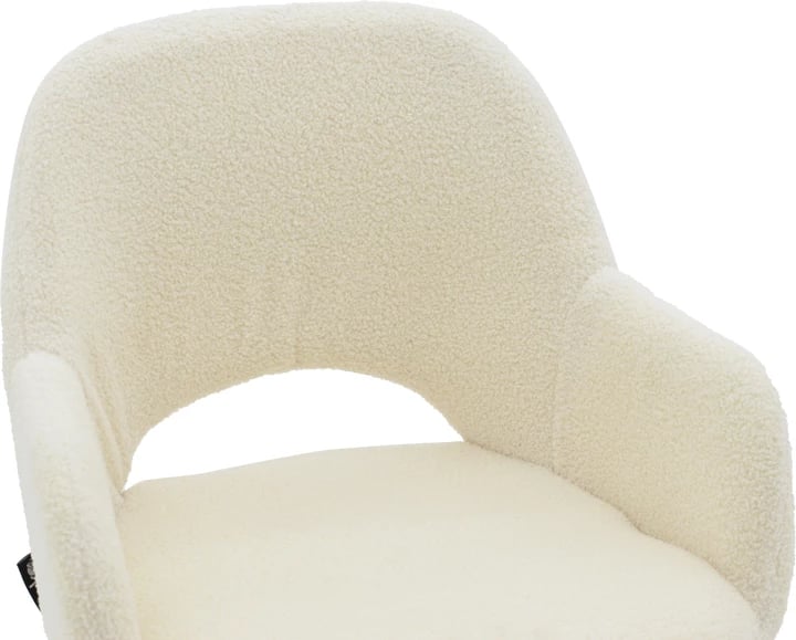 Karrige për bar Renish, pëlhurë teddy ivary, këmbë metalike të zeza, 51x57x114cm