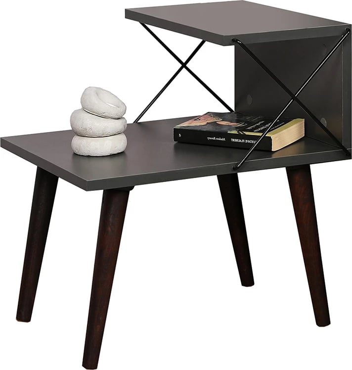 Tavolinë anësore Gather anthracite-walnut 50x40x55cm