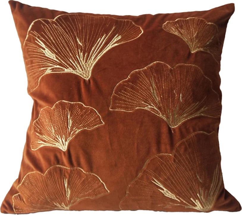 Jastëk dekorativ Ventalia, kadife, terrakotë-ari, 45x45cm