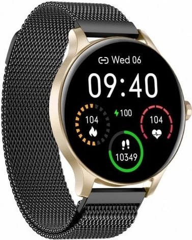 SmartWatch GARETT CLASSY GOLD-BLACK, STEEL (IP68 waterproof)