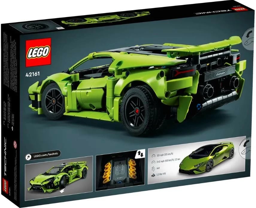 Set ndërtimi LEGO Technic 42161 Lamborghini Huracán Tecnica, 806 pjesë, Jeshile