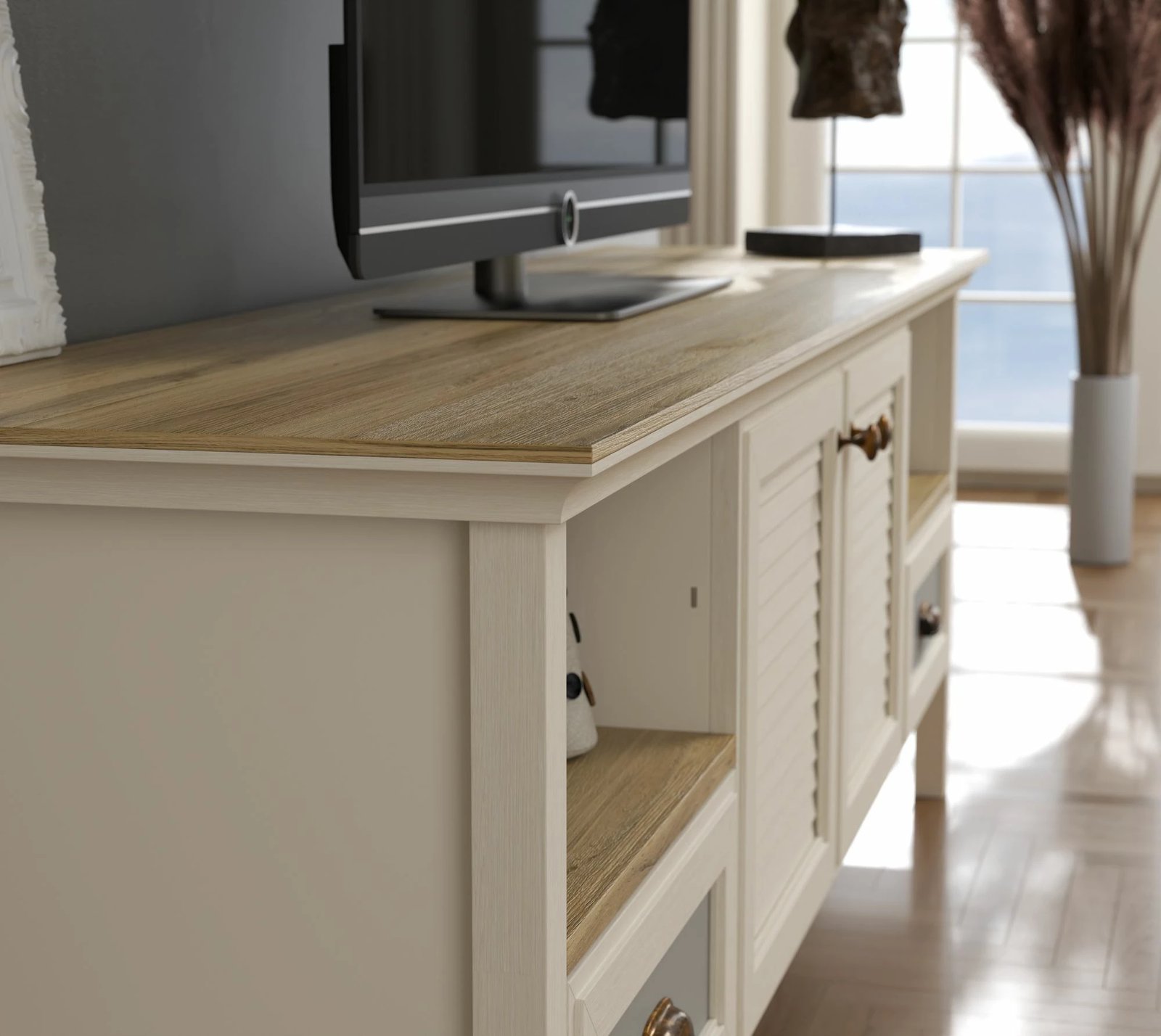 Komodë TV Skye Decor, krem, lis, gri, FRN-21025