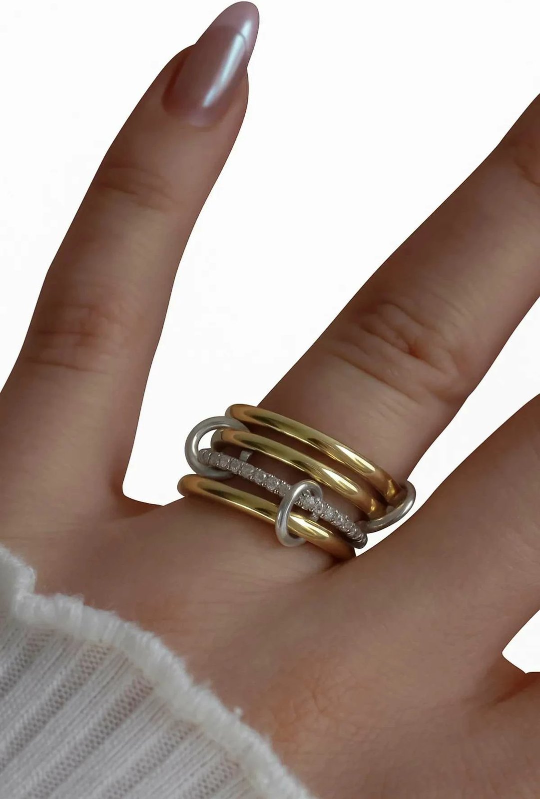 Unazë Jumeon, ngjyrë ari, me gur zirkoni