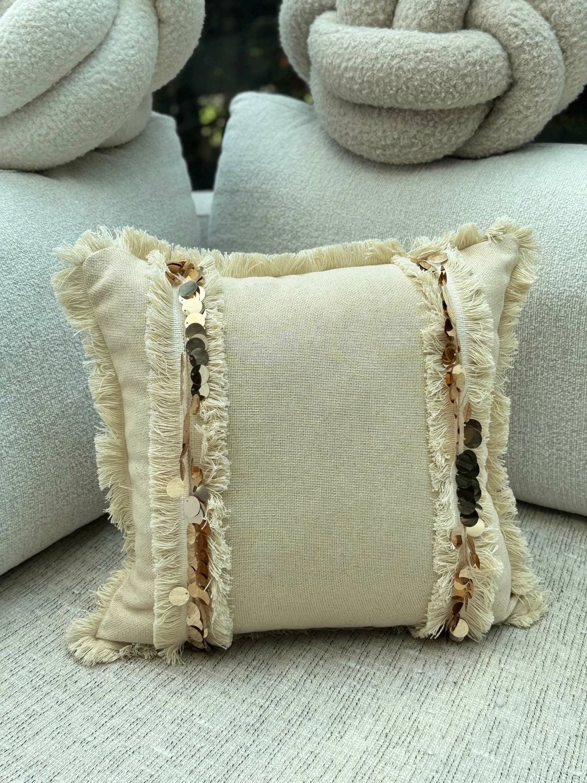 Jastëk dekorativ, mbulesë, bezhë, Evila Originals, KET008, 43x43cm