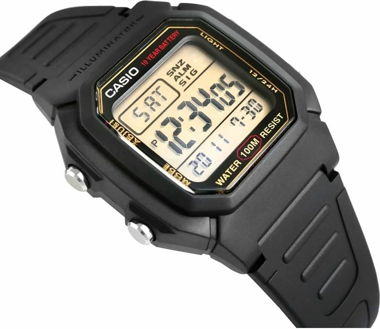 Orë dore për meshkuj Casio, e zezë