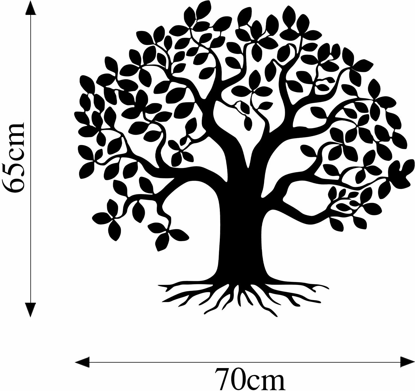 Aksesor dekorativ metalik për mur, Wallity, Monumental Tree 9, ngjyrë e zezë, 70x65cm