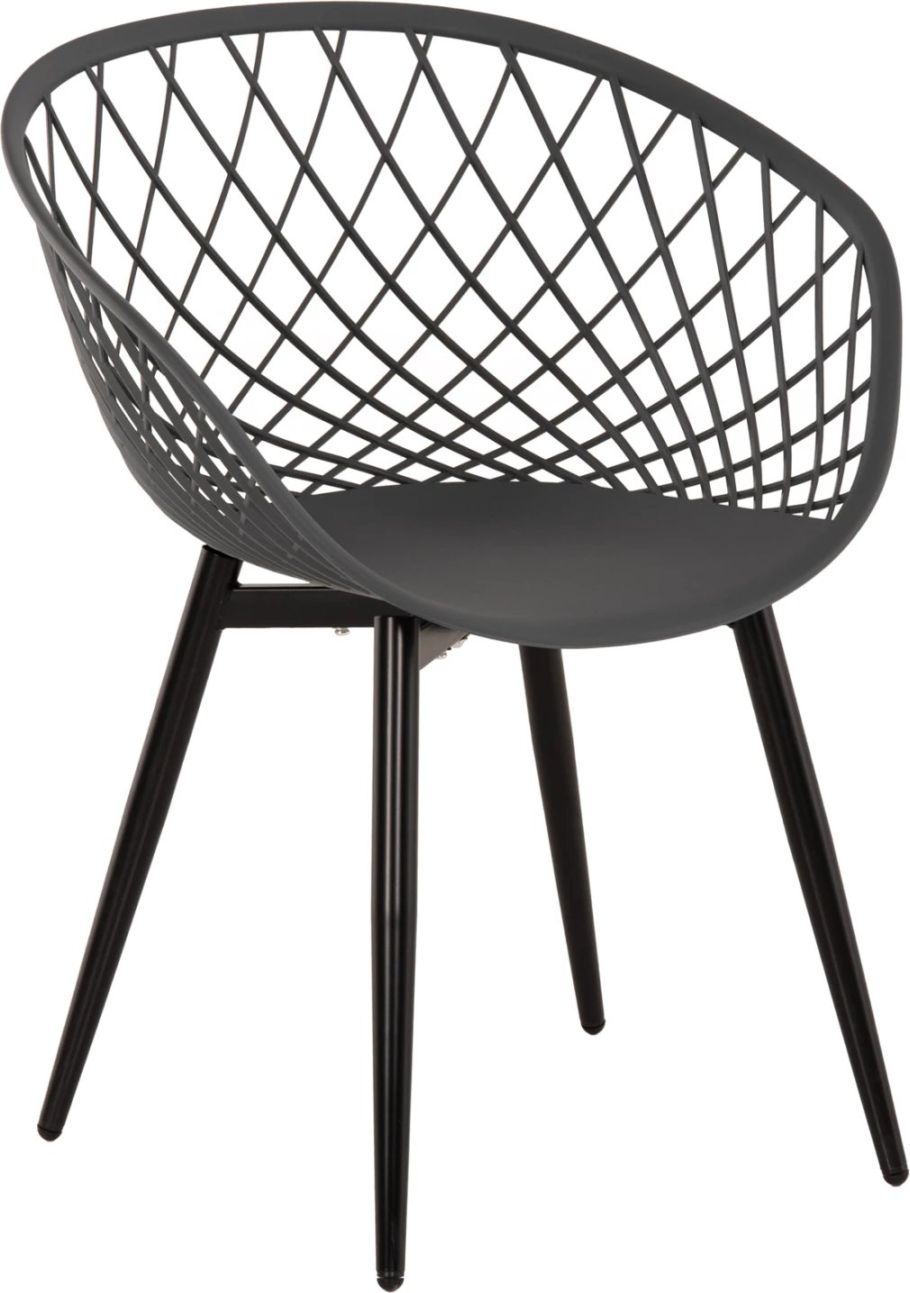 Karrige me krahë ARIADNE FH8001.30, ngjyrë gri, polipropilenë, këmbë metali të zeza, 63x56x80H cm, set prej 4 copë