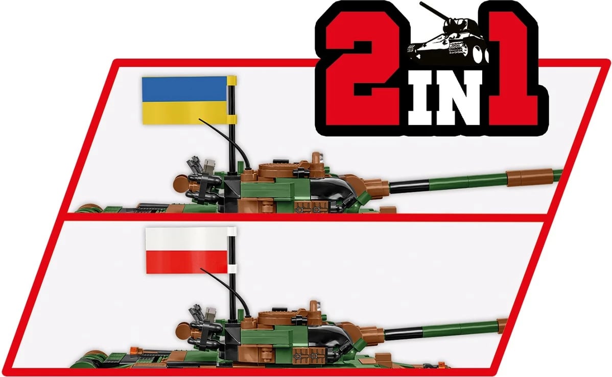 Set lodrash ndërtimi Cobi Klocki T-72M1R, 724 pjesë, me 2 figurina, Kamuflazh