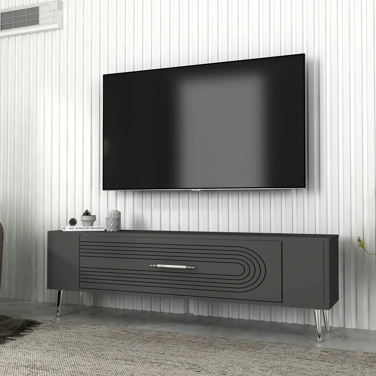 Komodë TV Skye Decor, Retrol3, anthracite, silver