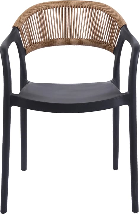 Karrige me krahë Ankara, ngjyrë e zezë dhe natyrale, 54x55.5x77cm