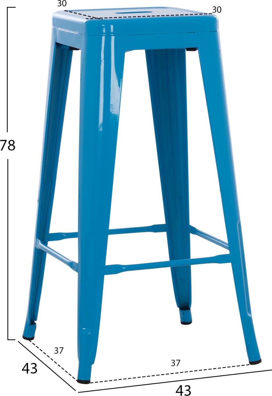 Karrige për bar MELITA FH8642.48 metalike, ngjyrë kaltër, 43x43x78H cm.