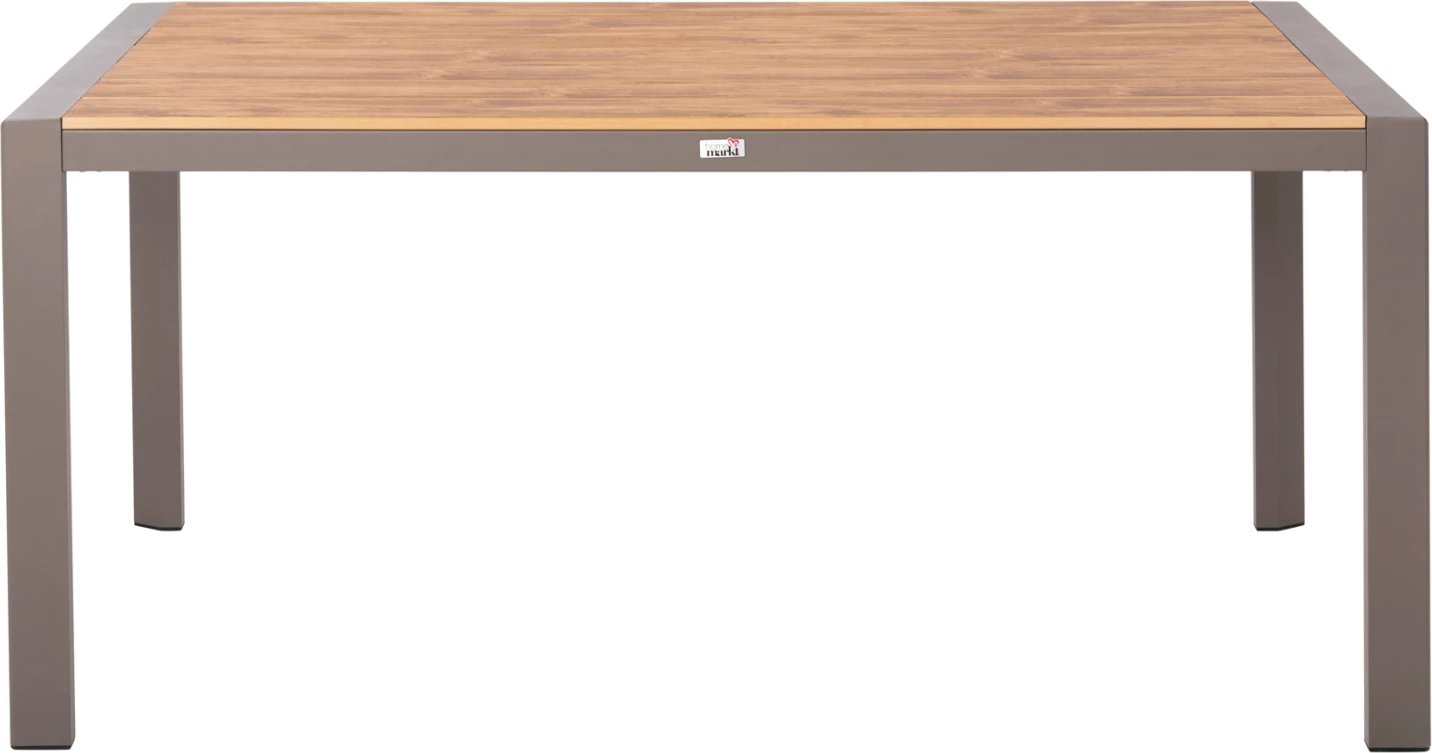 Tavolinë ngrënieje për jashtë GOYA, alumini, ngjyrë shampanjë & sipërfaqe tavoline polywood, 160x80x75 cm