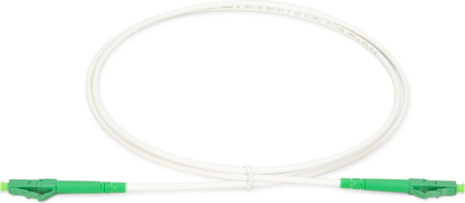 Kabllo optik Digitus LWL Patchkabel LC/APC në LC/APC, 5m, singlemode, e bardhë/gjelbër