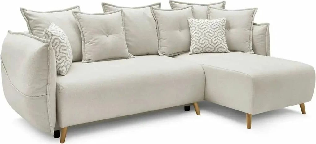 Kënd-sofë krevate, Atelier del Sofa, ngjyrë krem, me 8 jastëkë