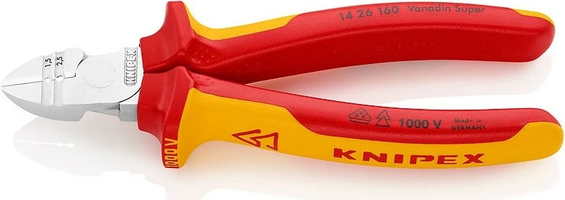 Knipex kapëse KP-1426160, izolim mbrojtës, 160mm, kuqe-verdhë
