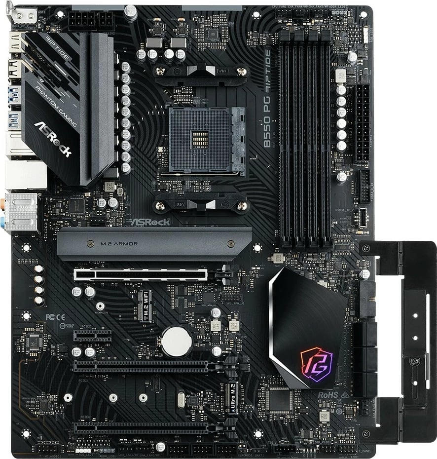 Pllakë amë ASRock B550 PG Riptide, ATX, për Ryzen, 128GB DDR4, Ethernet 2.5G