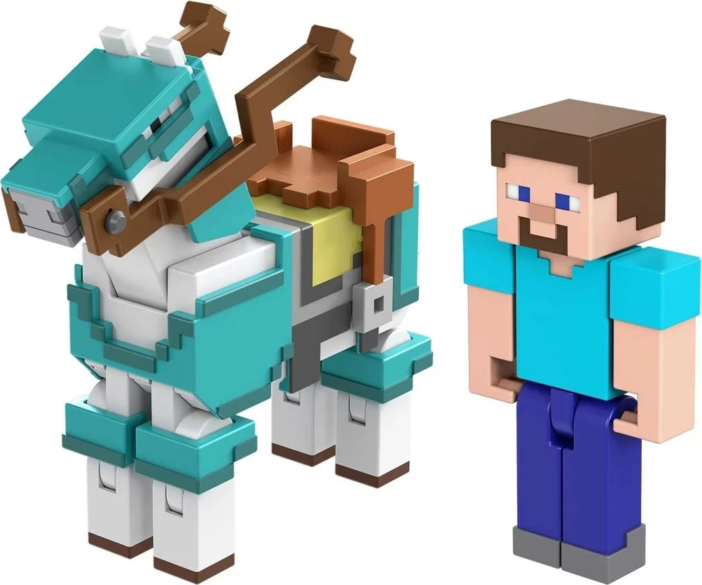 Figura Minecraft Steve dhe Kali i Armatosur, plastikë, shumëngjyrëshe