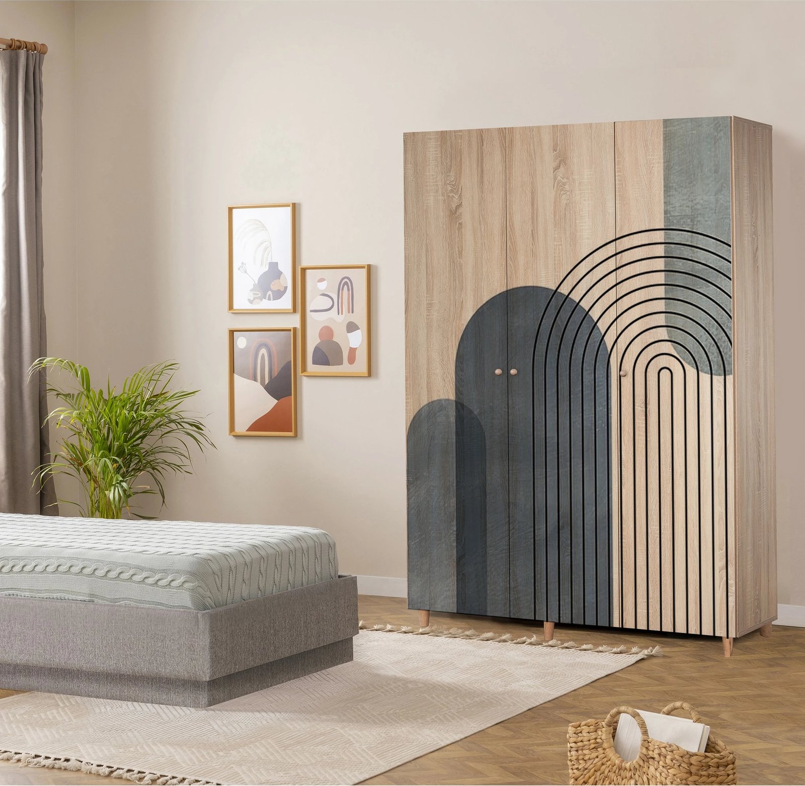 Dollap Lena 3, dekor Skye, ngjyrë sonomo, 135x192x52cm