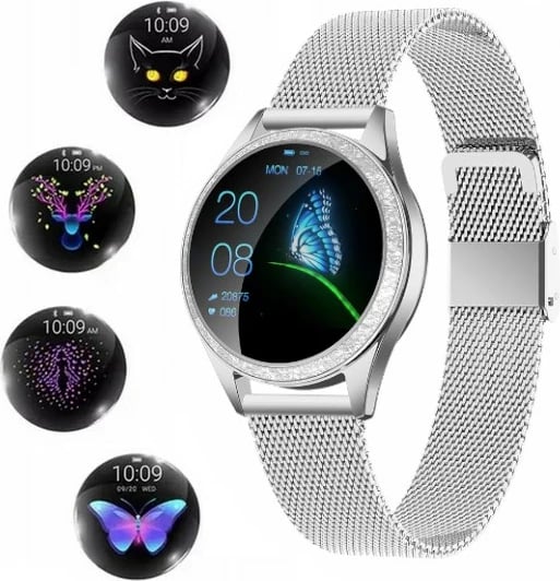 Smartwatch ORO-MED Smart Crystal Silver, 1.05", Bluetooth, Argjend