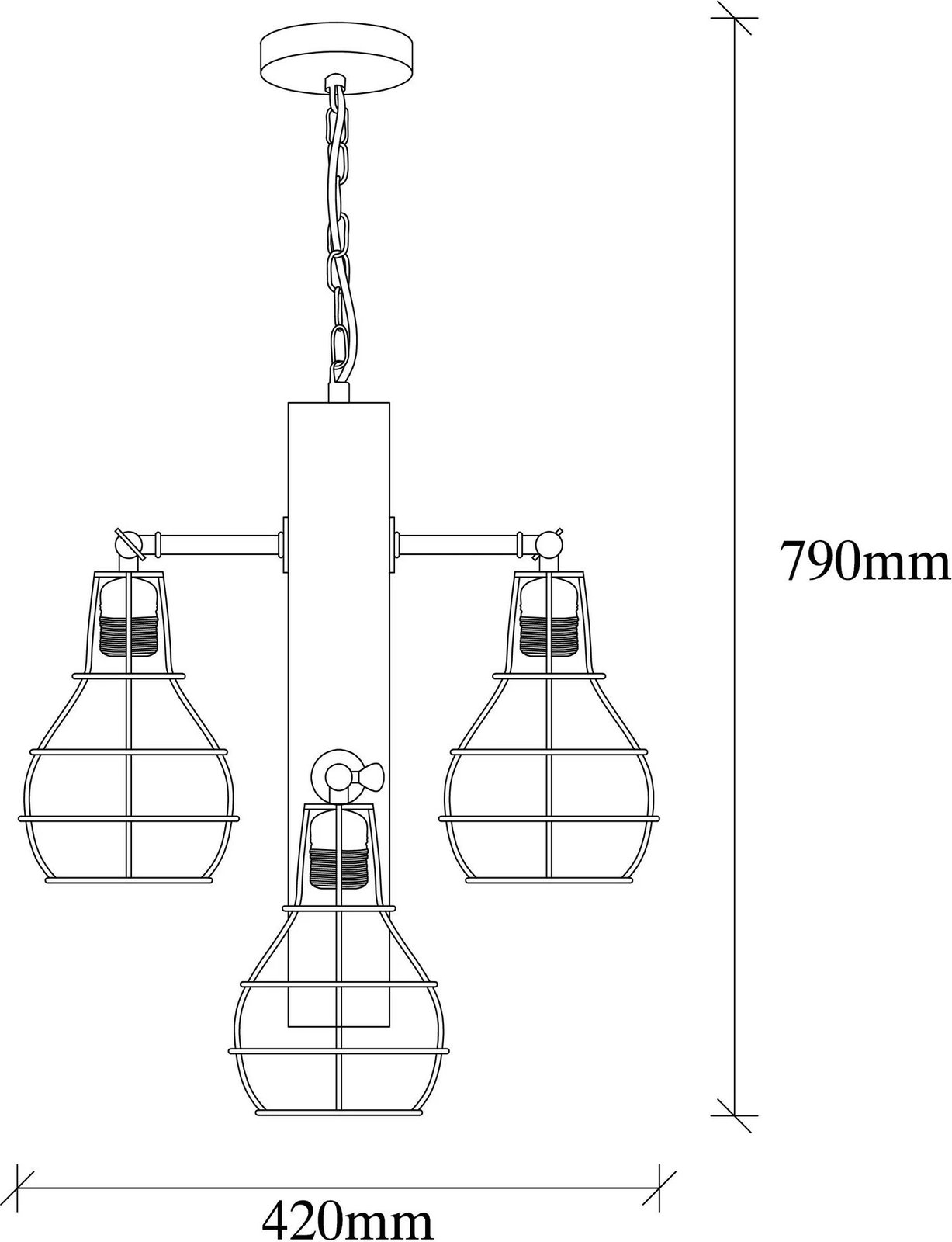 Llambë tavani Opviq, Erebos - 107-AV, dru panje, e zezë, 42x42x79 cm