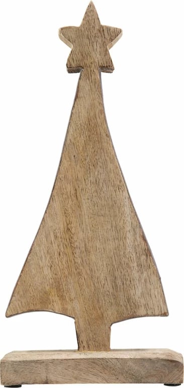 Dekor pemë për Krishtlindje, dru, ngjyrë gri, 14x2x30cm