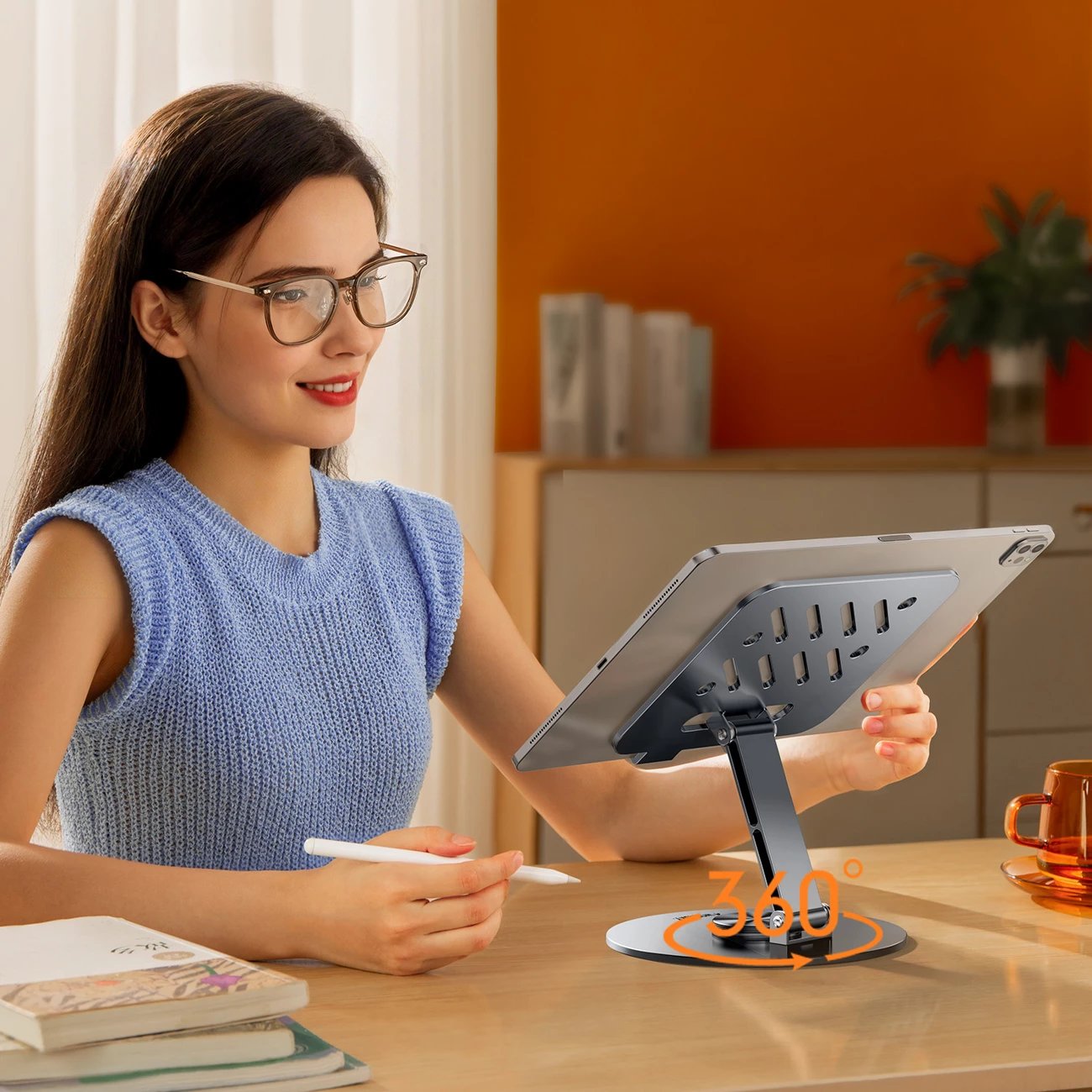 Mbajtëse tabletë Wozinsky WRS-DSY84SS, rrotullim 360°, alumini, gri