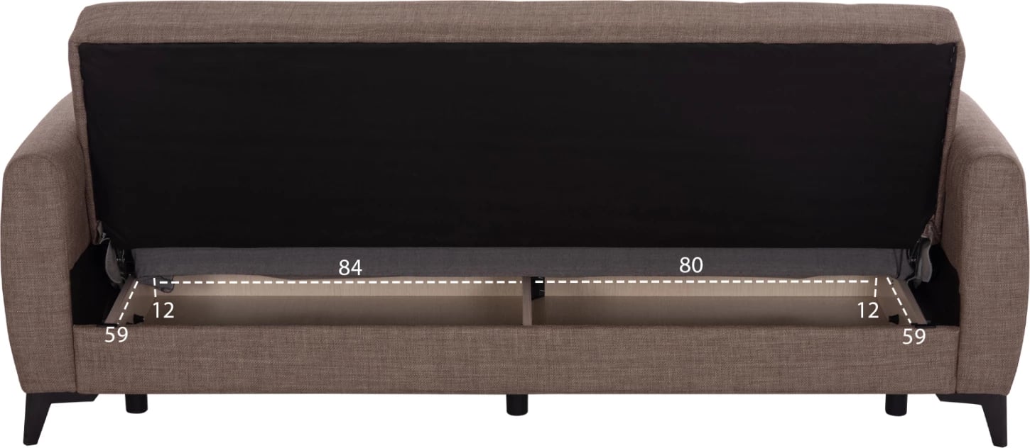 Krevat-divan treshe me hapësirë për depo, ngjyrë kafe, NIKKO FH3292.02, 209x76x83cm