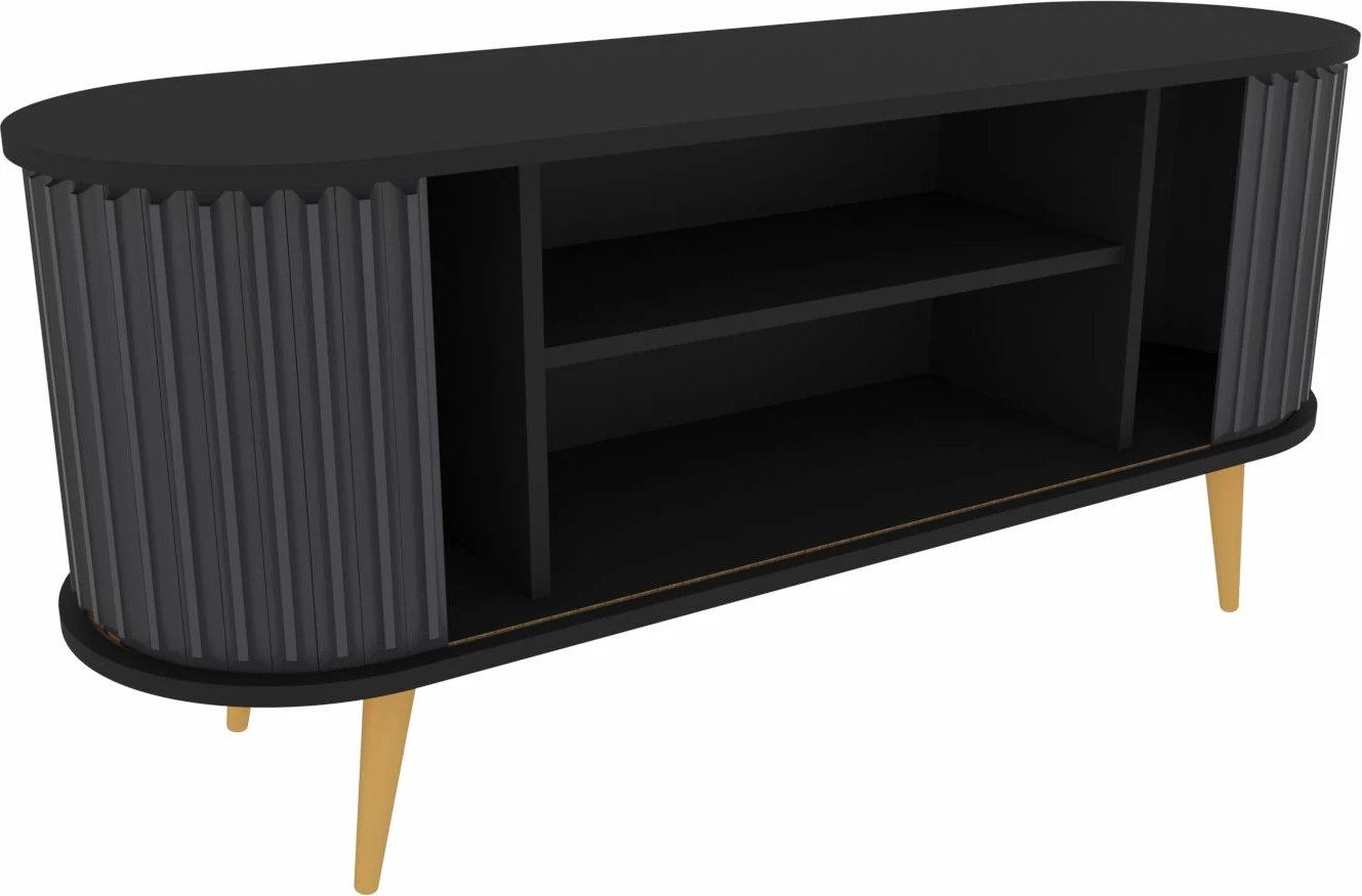 Komodë TV Skye Decor, e madhe, ngjyrë e zezë dhe antracit