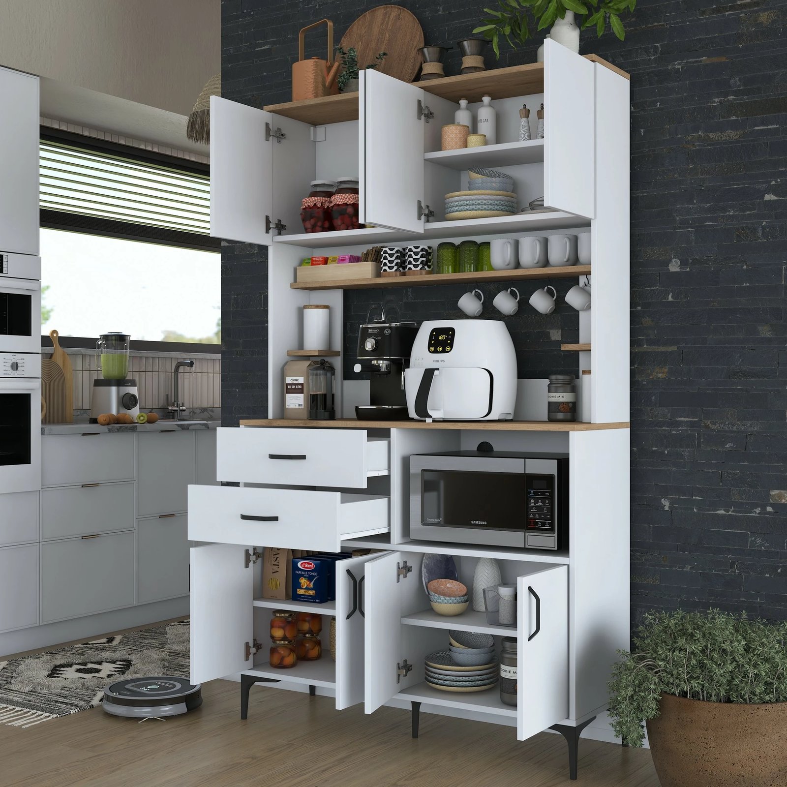 Dollap multifunksional Skye Decor, ngjyrë arrë dhe e bardhë, JE179 - 3402