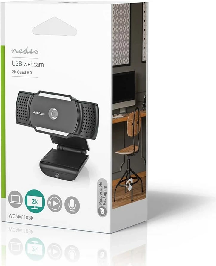 Webcam Nedis WCAM110BK, 5 MP, USB 2.0, e zezë