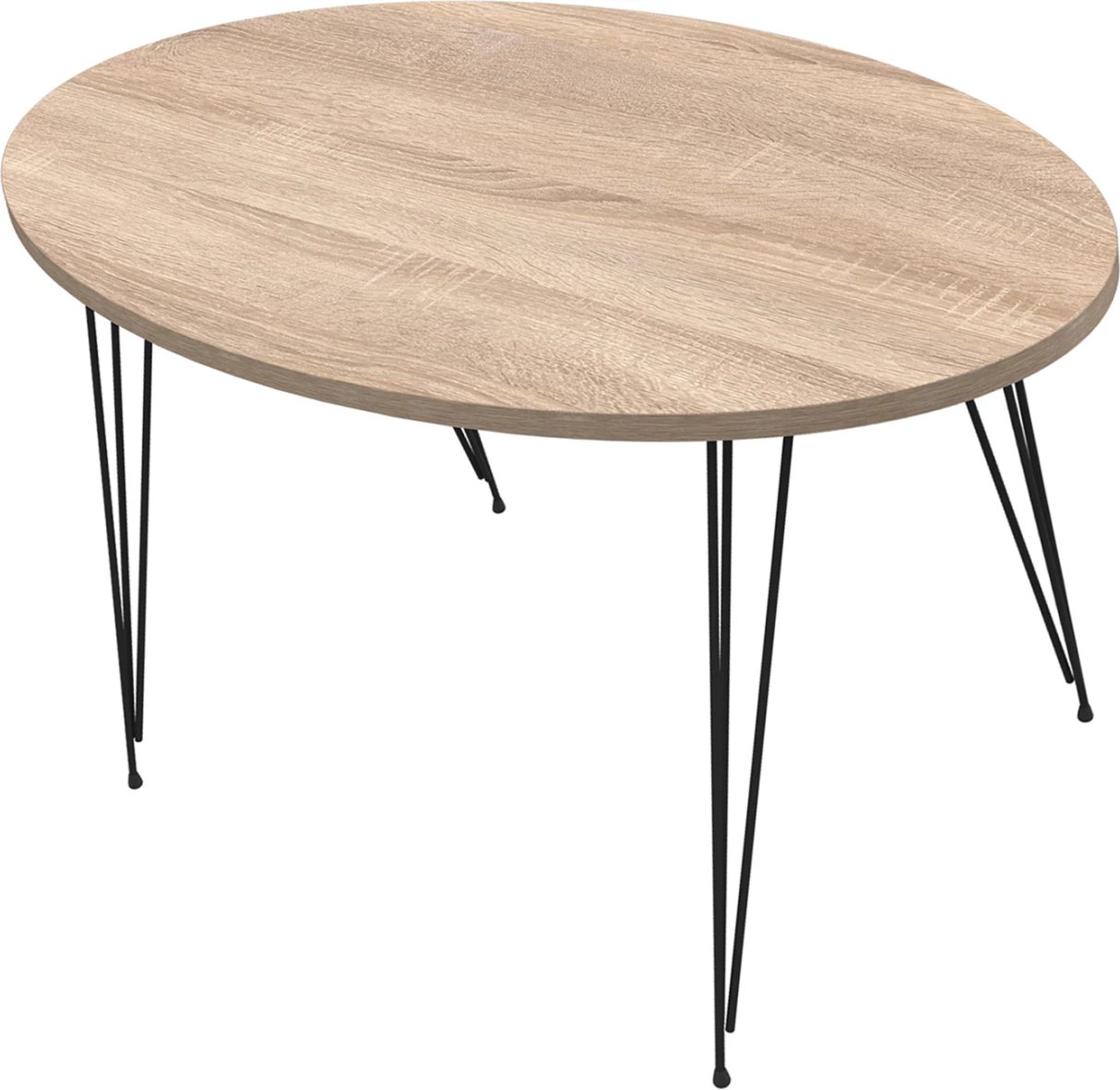 Tavolinë kafeje ovale, ngjyrë sonama, këmbë metali të zeza, GRANIT FH18177.03, 90x50x42 cm