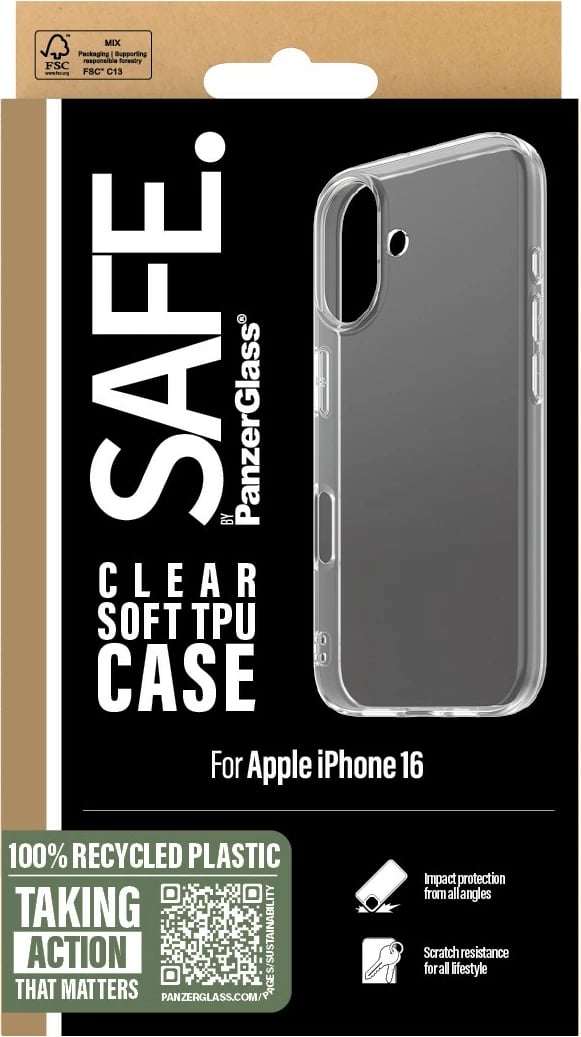 Mbështjellës PanzerGlass për iPhone 16, transparent