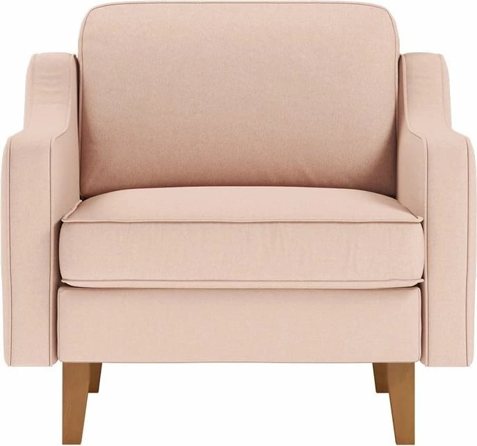 Karrige një vendëshe Robin, kadife salmon, këmbë dru arre