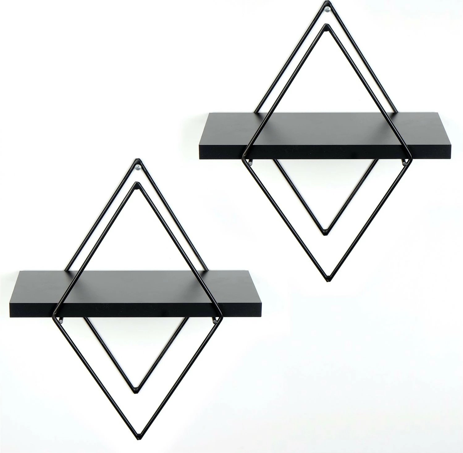 Raft dekorativ metalik për mur, Hanah Home, Wr058, 2 copë, ngjyrë e zezë