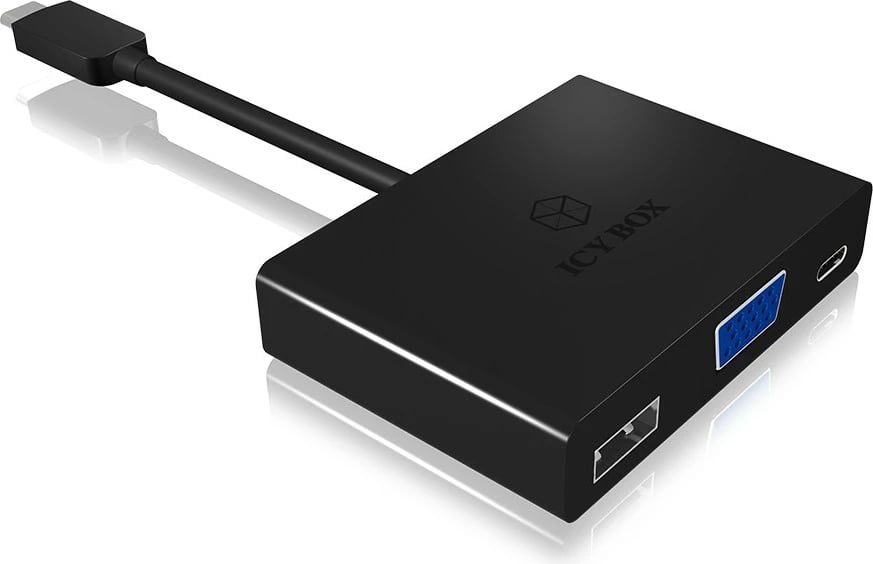 Docking station ICY BOX IB-DK4032-CPD, USB Type-C, VGA, e zezë