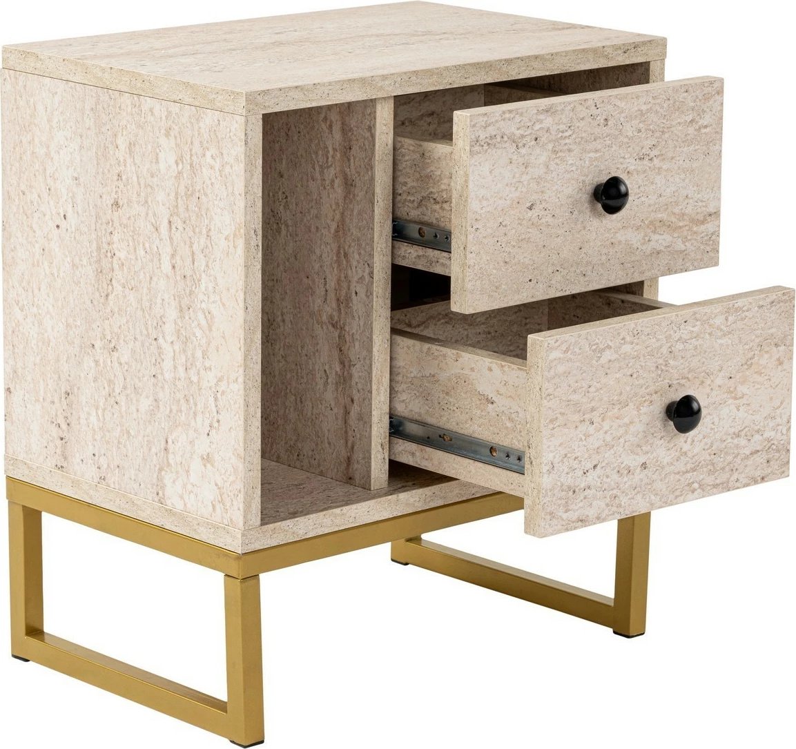 Komodinë Nordure, ngjyrë travertin, ar