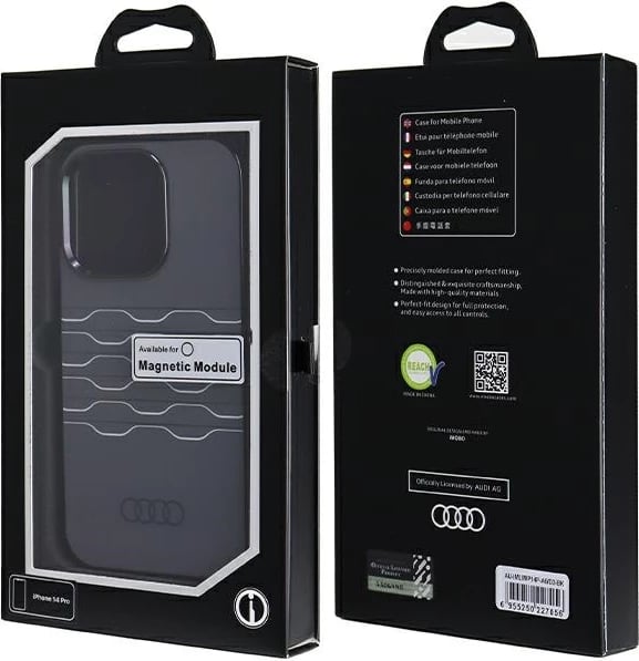 Mbështjellës Audi IML MagSafe për iPhone 14 Pro, i zi