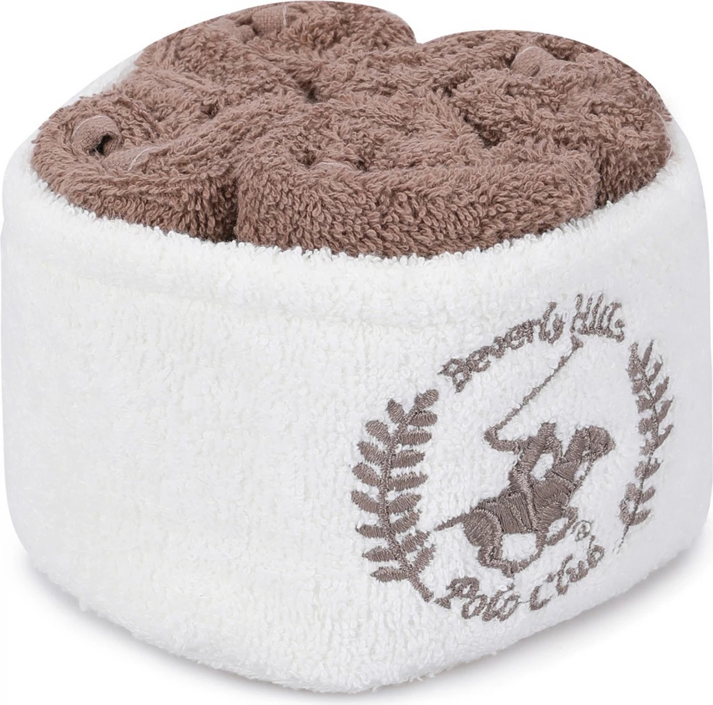 Set laveta peshqirësh, Beverly Hills Polo Club, FH12124.04, kafe dhe bardhë, 30x30 cm, 355BHP0233