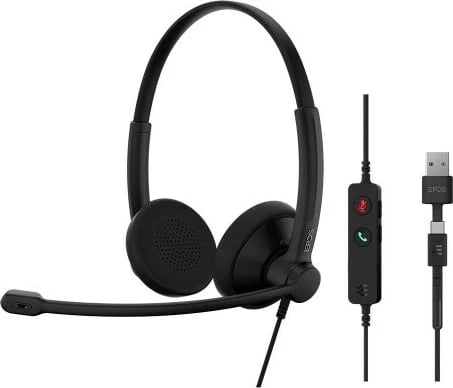 Kufje EPOS Impact 100 UC, me mikrofon, USB-A/USB-C, e zezë