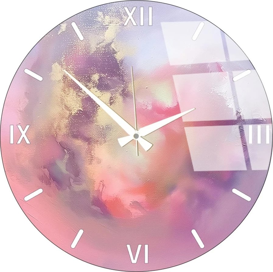 Orë muri dekorative prej xhami, Wallity, Huhu345, shumëngjyrëshe, 40x40cm