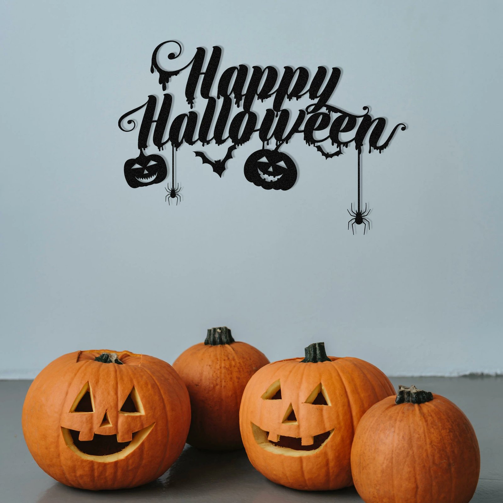 Aksesor dekorativ metalik për mur, Wallity, Halloween 5, ngjyrë e zezë, 59x40cm