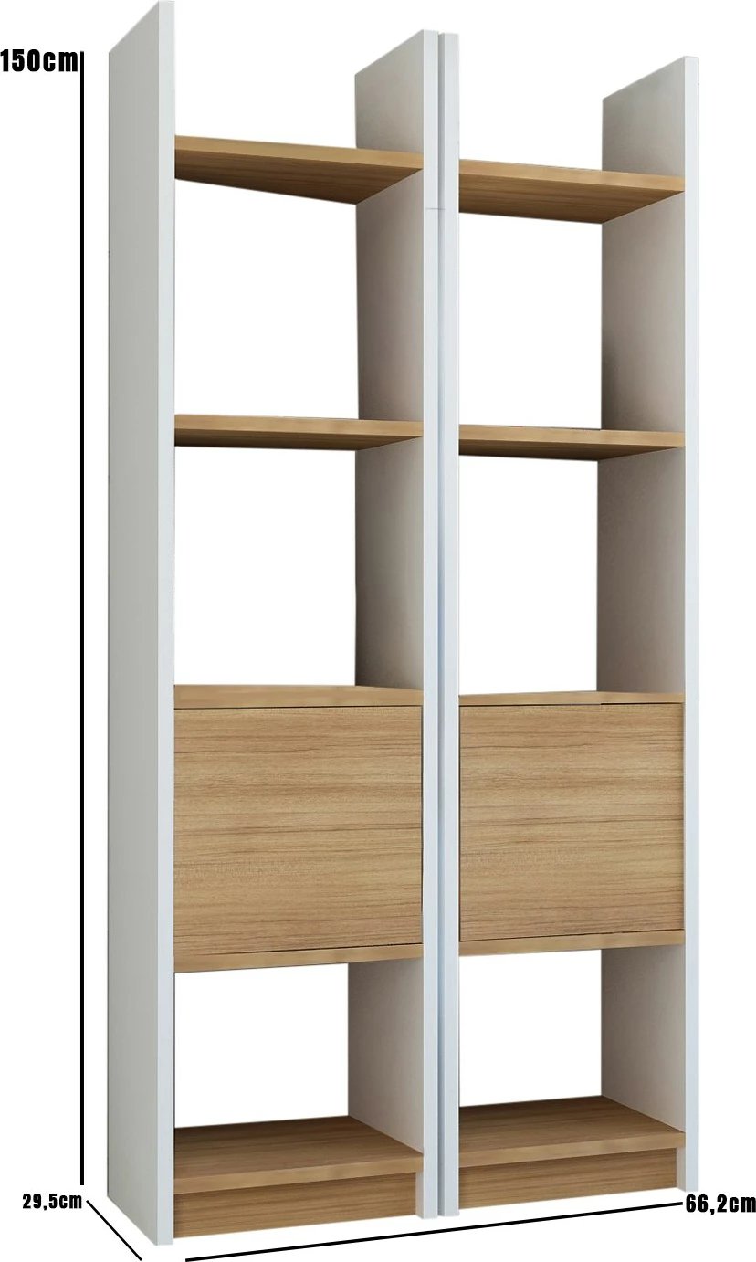 Raft librash Hanah Home, Esbi 102, i bardhë dhe teak