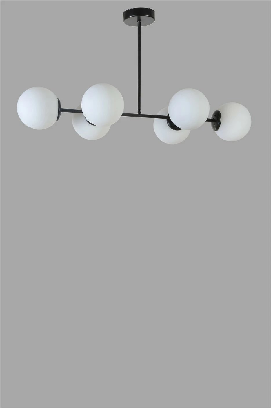 Llambë tavani Opviq, model Yeni Favori, 6 drita, trup metalik, gotë, e zezë dhe e bardhë