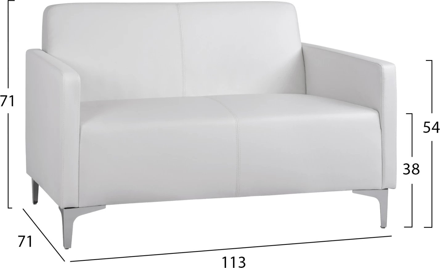 Divan dy vendesh, Nellie FH3159.22, ngjyrë e bardhë, 113x71x71 cm