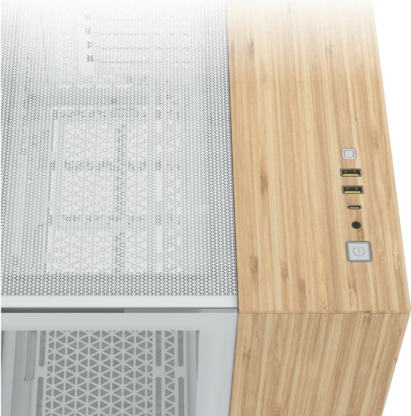 Kasë Corsair 2500X mATX, xham i temperuar, bardhë/bambu