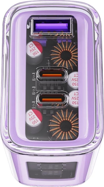 Karikues muri Acefast A45, 65W, 3 porta (1xUSB, 2xUSB-C), GaN, i gjelbër